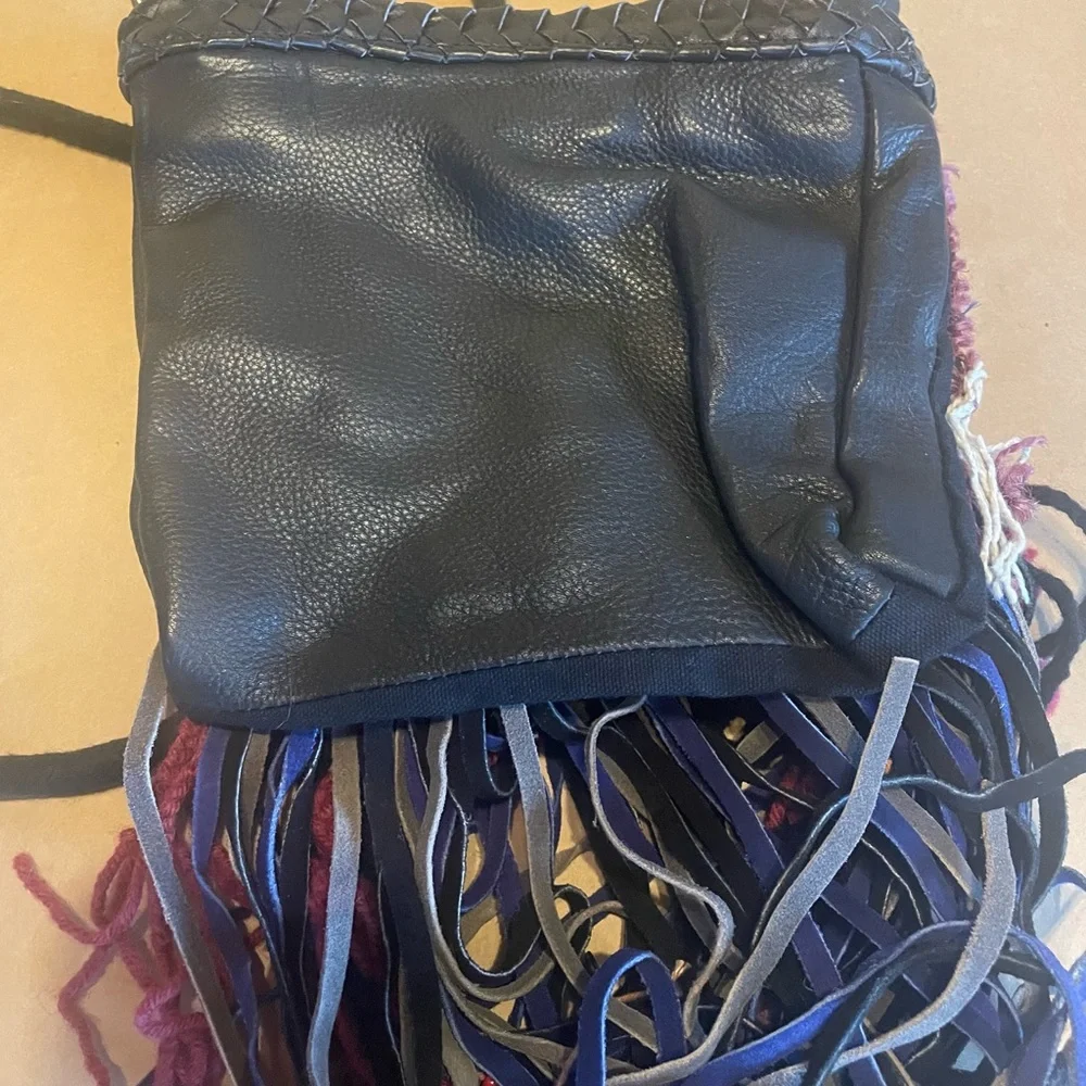 FREE PEOPLE belt goes on beaded boho hippie festival bag/purse crossbody - Picture 2 of 4